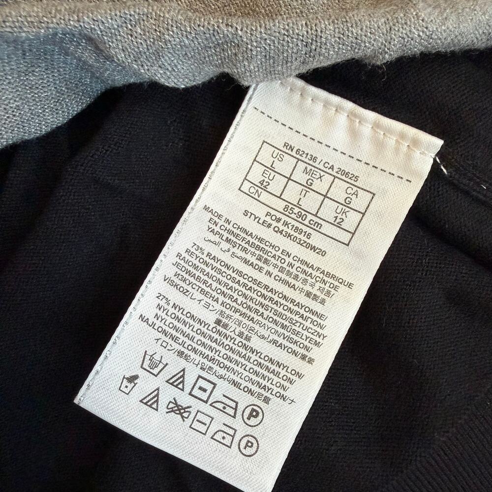 Guess Ruched Bodycon Colorblock Black Gray Long Sleeve Sweater Dress NWT Large - Picture 5 of 9